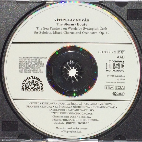 Vitezslav Novak The Storm CD Supraphon Records  SU 3088-2 211 - Picture 3 of 4